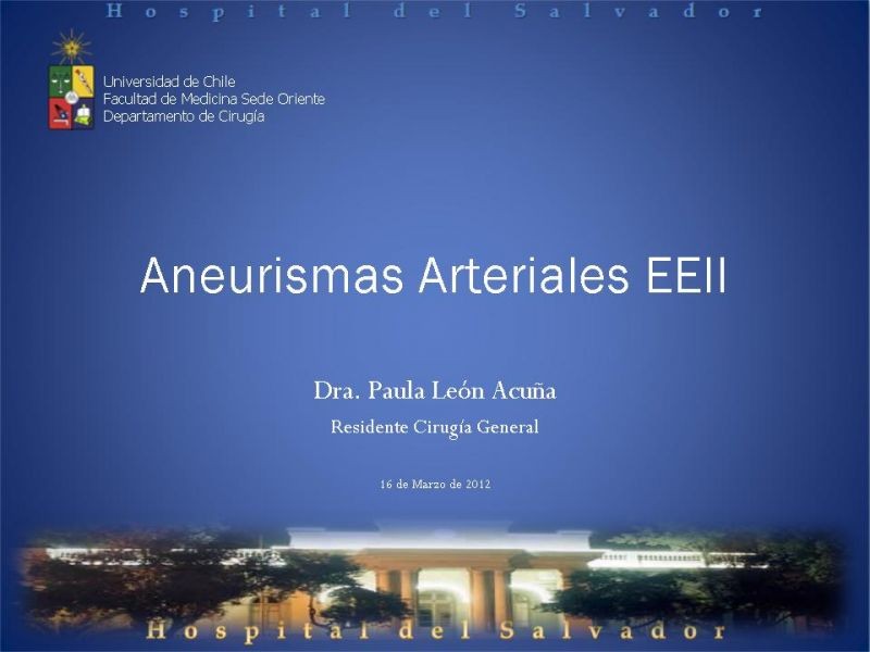 Diapositiva 32 de Aneurismas Arteriales EEII
