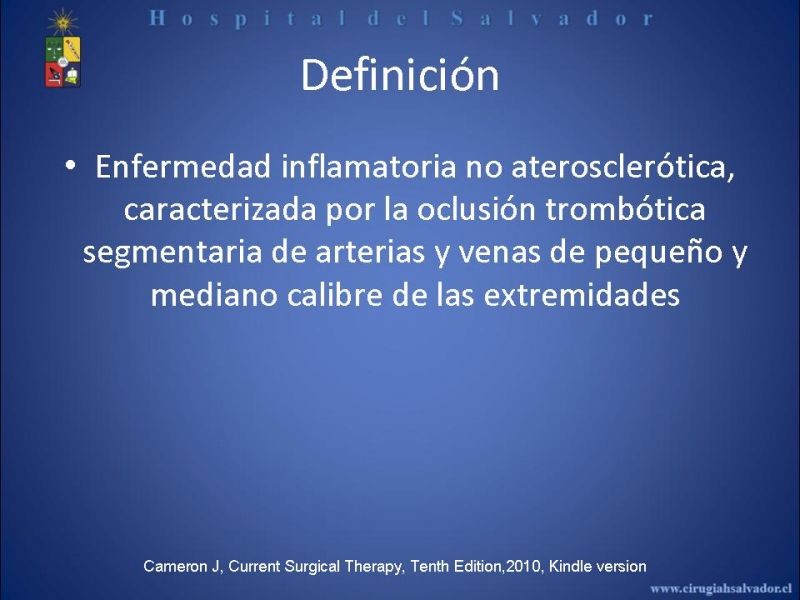 Diapositiva 1 de Tromboangeitis Obliterante(Enfermedad de Buerger)