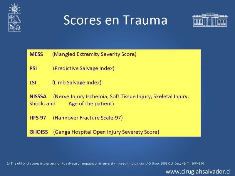 Diapositiva 5 de Score en Trauma de Extremidades