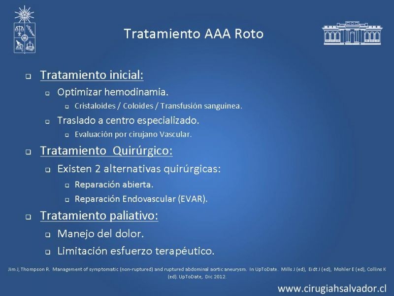 Diapositiva 33 de Aneurisma de Aorta Abdominal:Generalidades