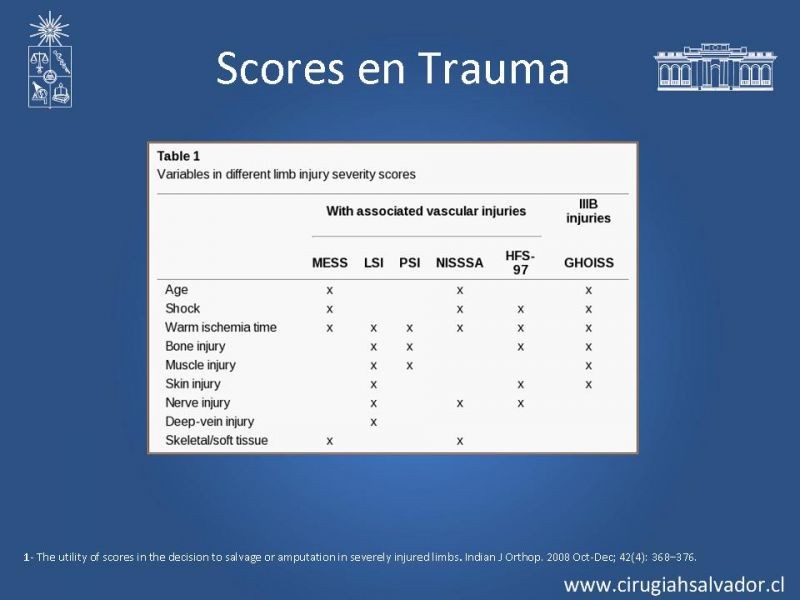 Diapositiva 6 de Score en Trauma de Extremidades