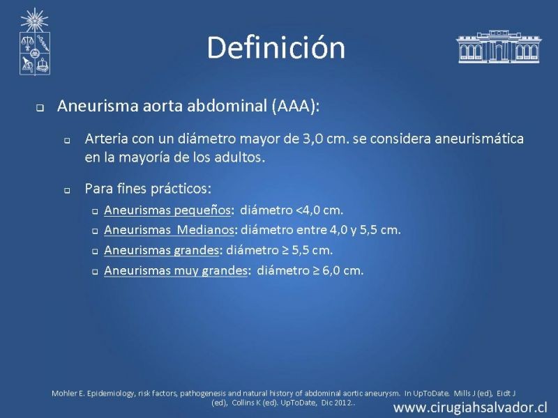 Diapositiva 2 de Aneurisma de Aorta Abdominal:Generalidades