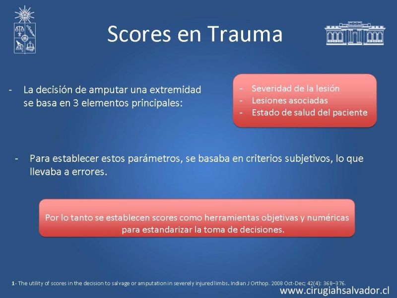 Diapositiva 4 de Score en Trauma de Extremidades