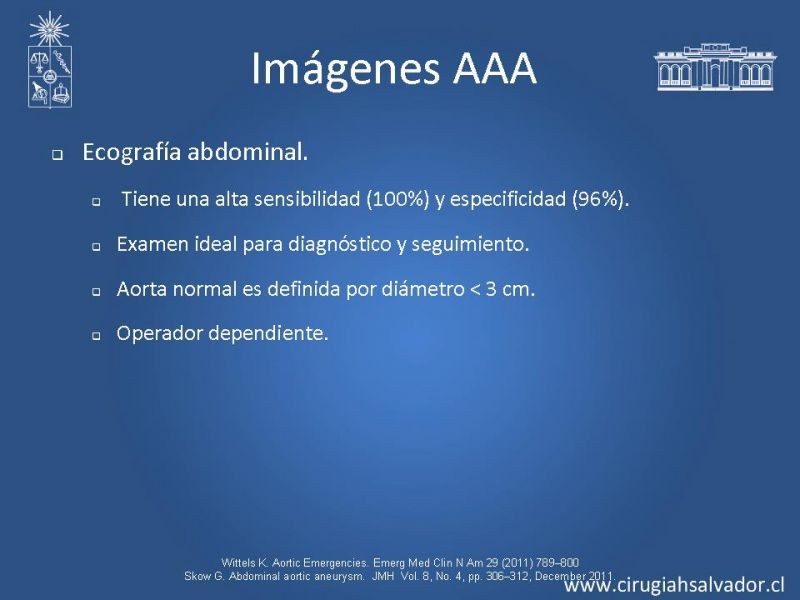 Diapositiva 15 de Aneurisma de Aorta Abdominal:Generalidades