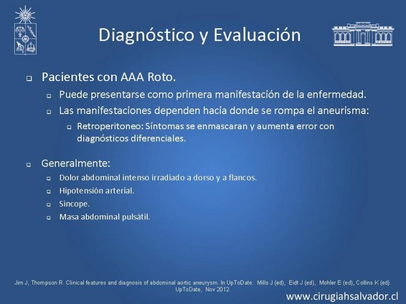 Diapositiva 31 de Aneurisma de Aorta Abdominal:Generalidades