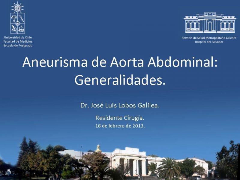 Diapositiva 41 de Aneurisma de Aorta Abdominal:Generalidades