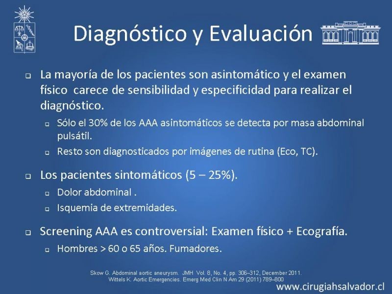 Diapositiva 13 de Aneurisma de Aorta Abdominal:Generalidades