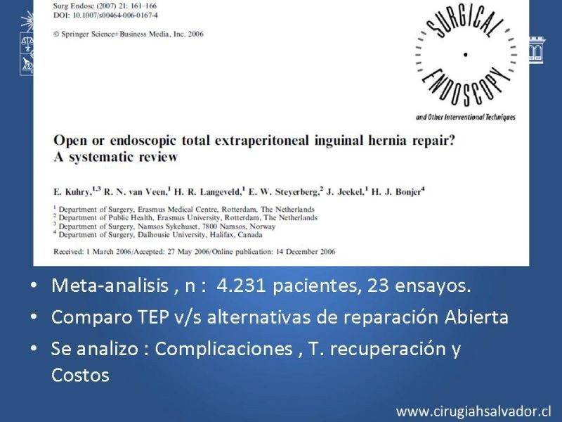 Diapositiva 29 de Laparoscopia en Hernia Inguinal