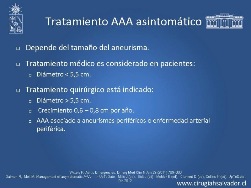 Diapositiva 20 de Aneurisma de Aorta Abdominal:Generalidades