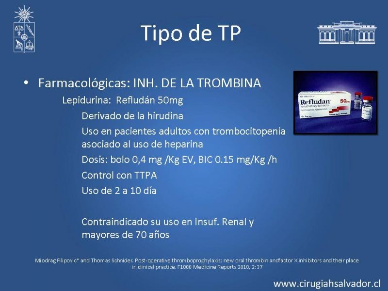 Diapositiva 15 de Profilaxis Tromboembólica en Cirugía