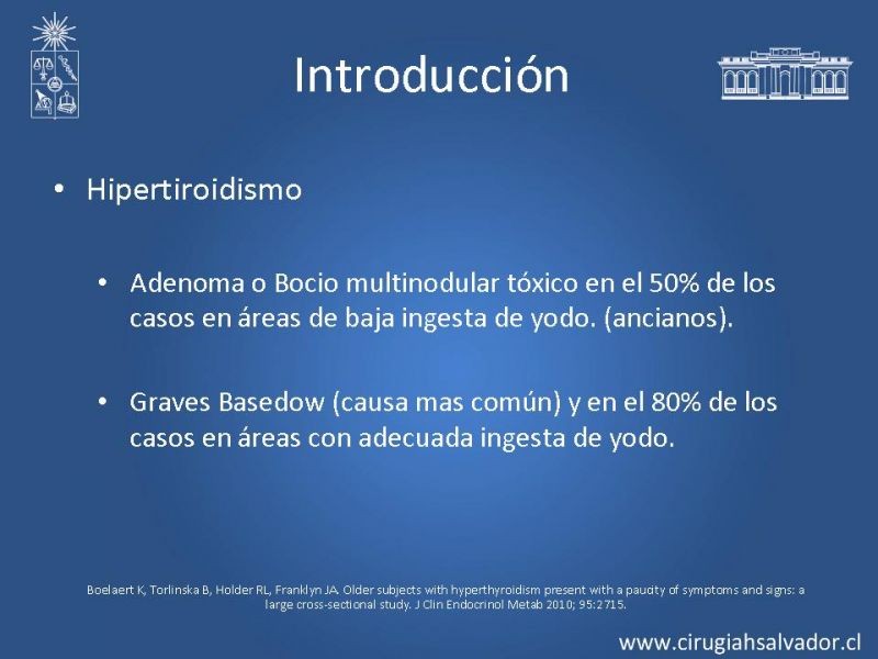 Diapositiva 2 de Indicaciones y Resultados de la Tiroidectomía Total en Hipertiroídismo 