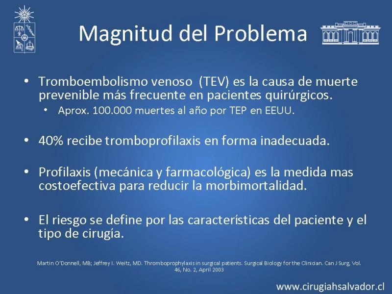 Diapositiva 1 de Profilaxis Tromboembólica en Cirugía