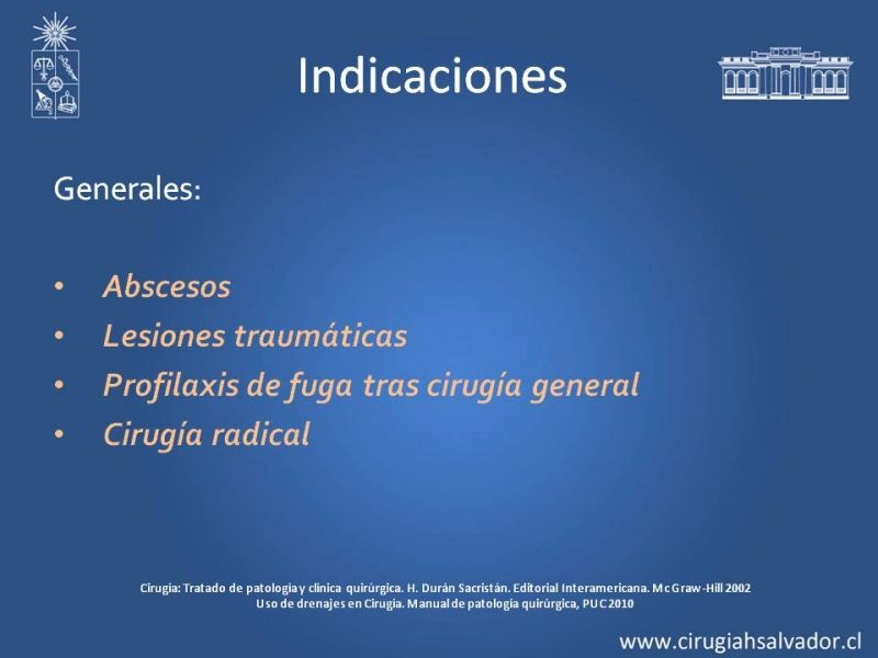 Diapositiva 7 de Drenajes: Indicación y Utilidad