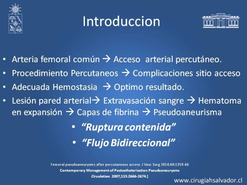 Diapositiva 1 de Pseudoaneurisma Post Angiografía
