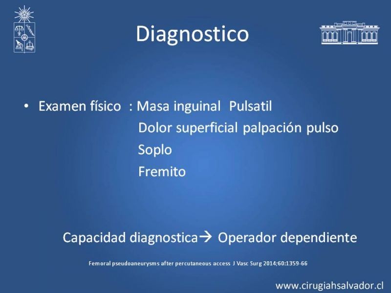Diapositiva 3 de Pseudoaneurisma Post Angiografía