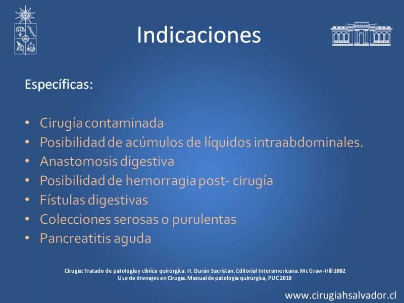 Diapositiva 8 de Drenajes: Indicación y Utilidad