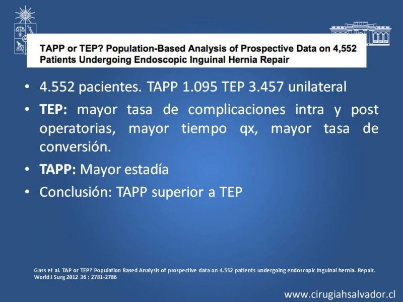 Diapositiva 13 de Hernioplastía Laparoscópica TEP vs TAPP