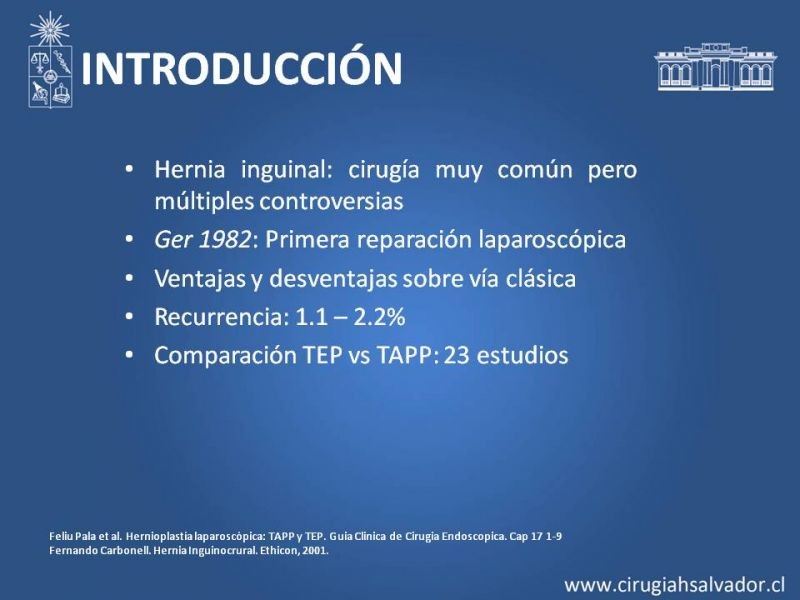 Diapositiva 2 de Hernioplastía Laparoscópica TEP vs TAPP