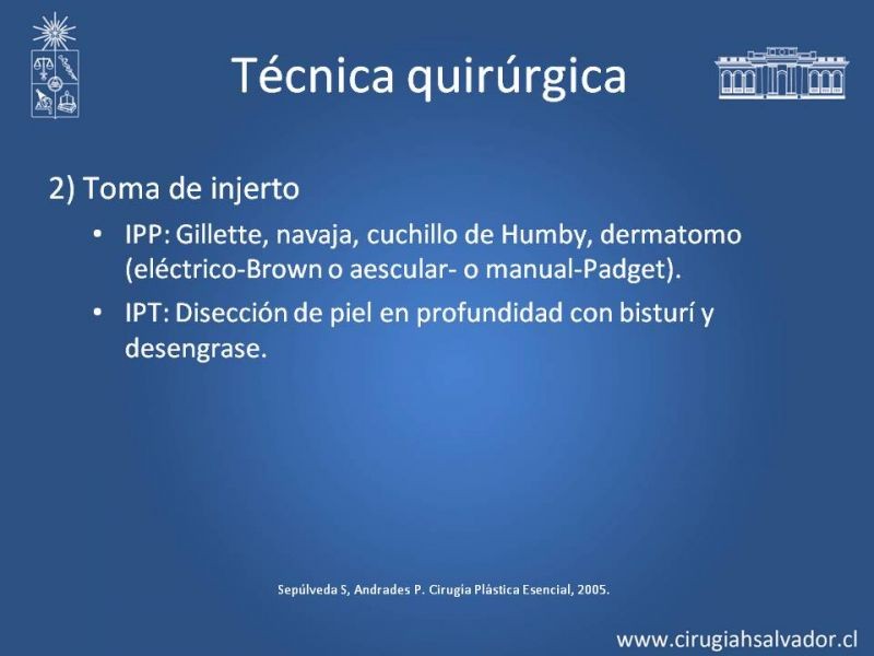 Diapositiva 16 de Injerto dermo-epidérmico: Técnica Quirúrgica 