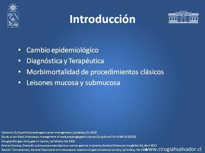 Diapositiva 2 de Resultados Disección Submucosa en esófago y estómago