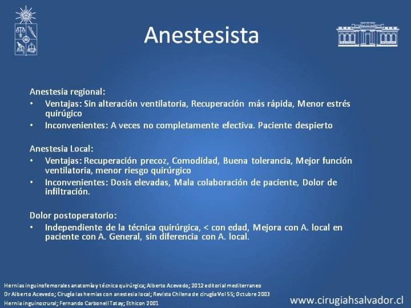 Diapositiva 16 de A. Local en la reparación de hernia Inguinal