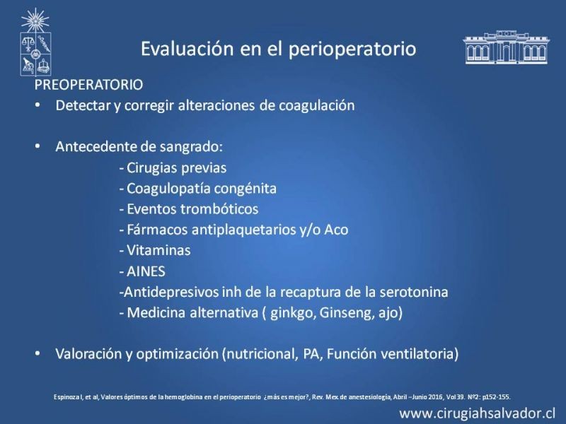 Diapositiva 6 de Terapia transfusional perioperatoria
