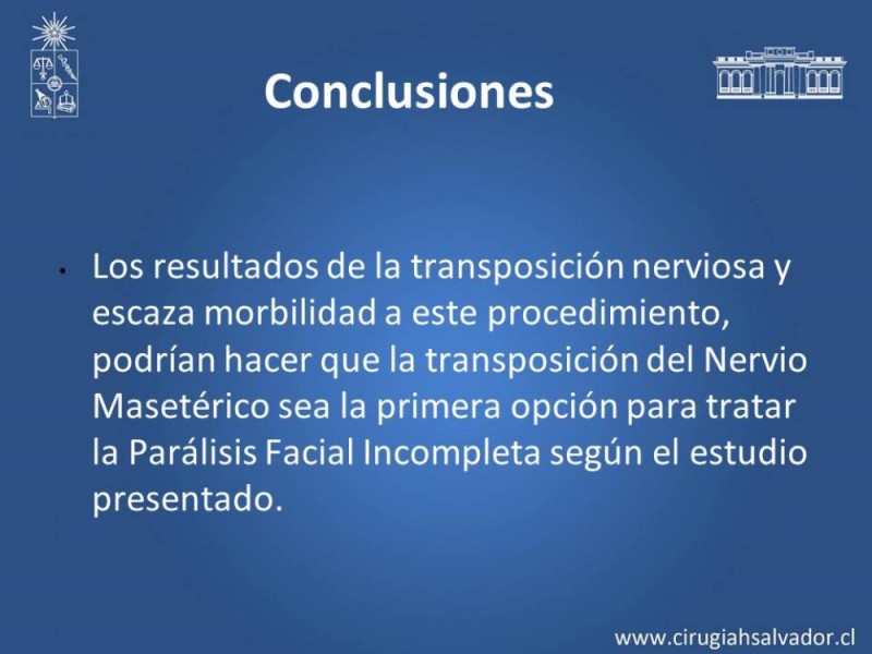 Diapositiva 28 de Injerto Nervioso facial vs transposición Nervio Masetérico