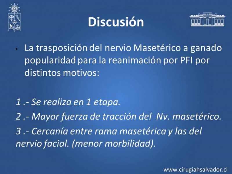 Diapositiva 26 de Injerto Nervioso facial vs transposición Nervio Masetérico
