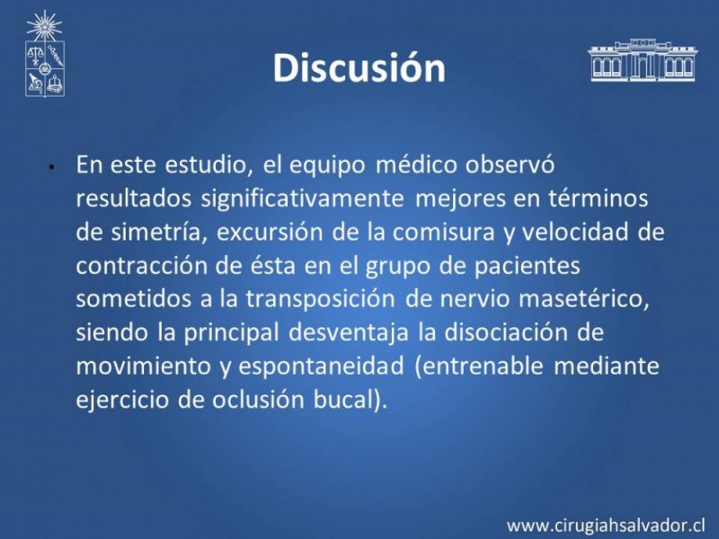 Diapositiva 27 de Injerto Nervioso facial vs transposición Nervio Masetérico
