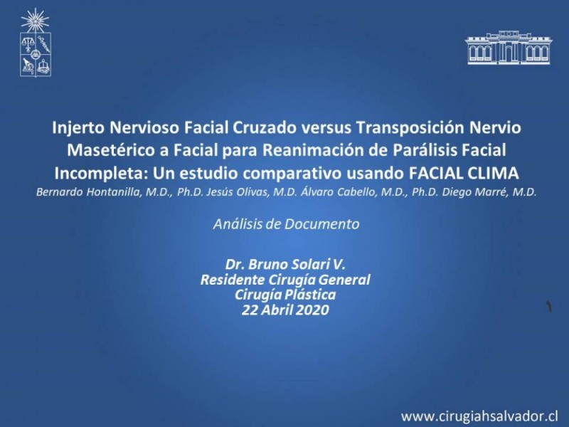 Diapositiva 29 de Injerto Nervioso facial vs transposición Nervio Masetérico
