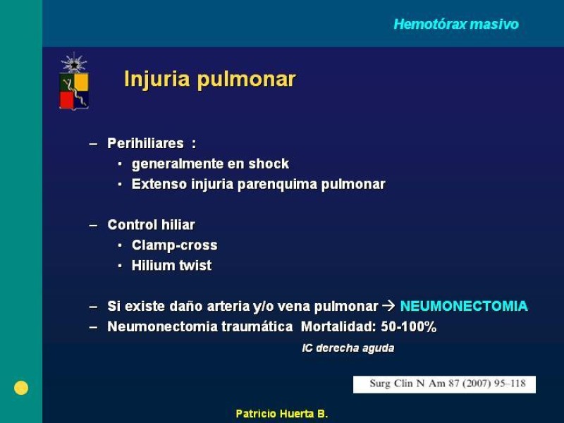 Diapositiva 17 de Hemotórax Masivo
