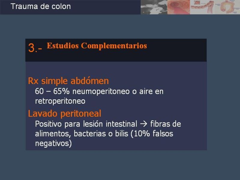 Diapositiva 10 de Trauma de Colon