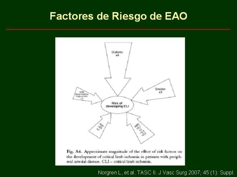 Diapositiva 11 de Clínica , Epidemiología y Factores Etiológicos de la Enf. Arterial Oclusiva Crónica