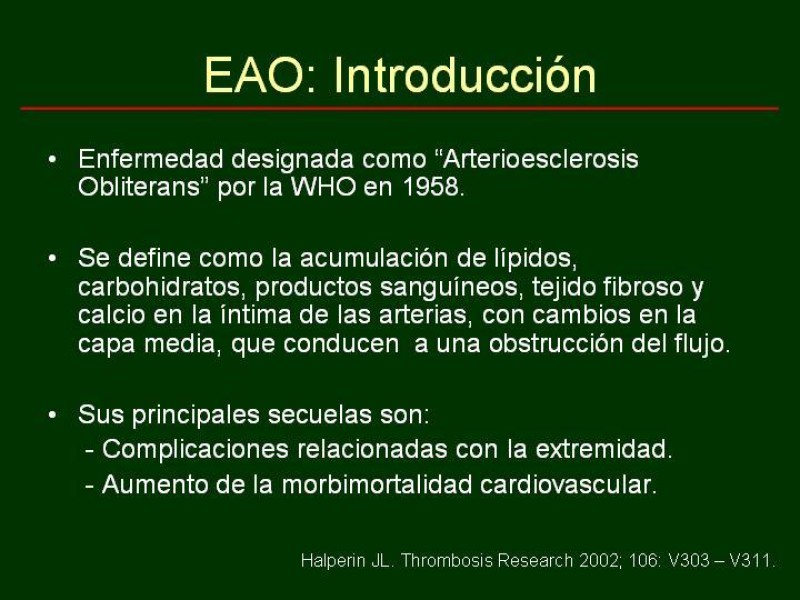 Diapositiva 1 de Clínica , Epidemiología y Factores Etiológicos de la Enf. Arterial Oclusiva Crónica