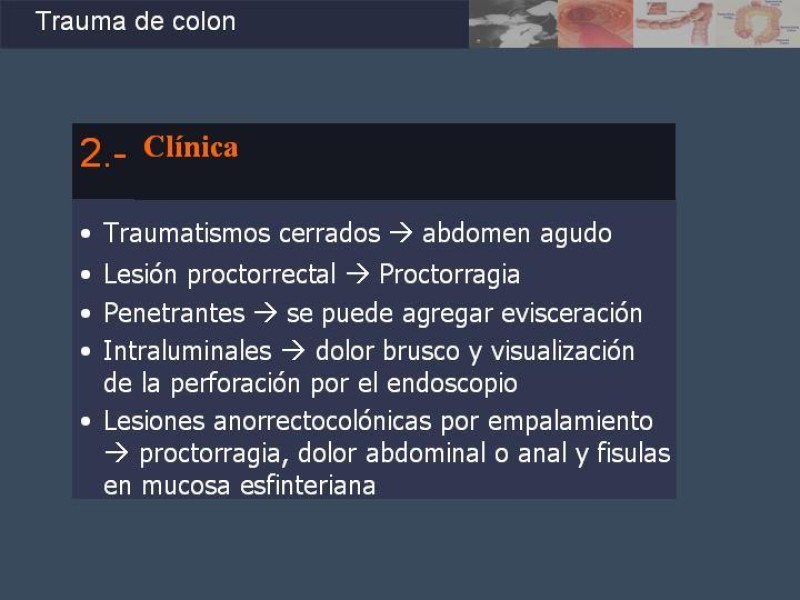Diapositiva 9 de Trauma de Colon