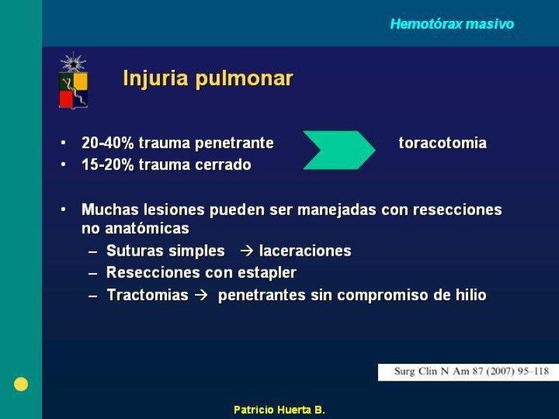 Diapositiva 15 de Hemotórax Masivo