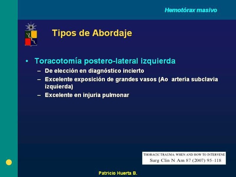 Diapositiva 13 de Hemotórax Masivo
