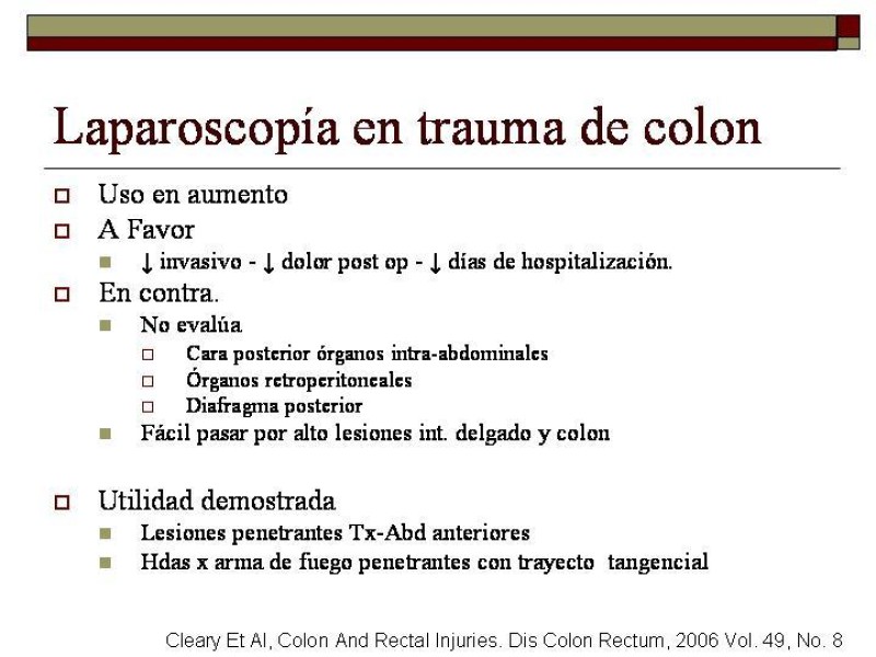 Diapositiva 18 de Trauma de Colon