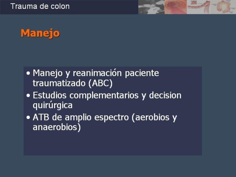 Diapositiva 13 de Trauma de Colon