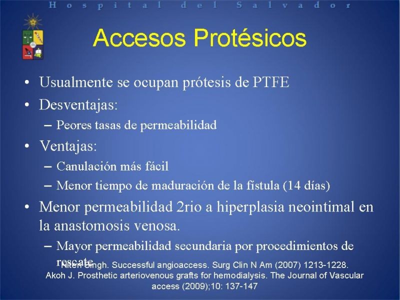 Diapositiva 23 de Reunión de Técnica Quirúrgica: Accesos Vasculares para Hemodiálisis