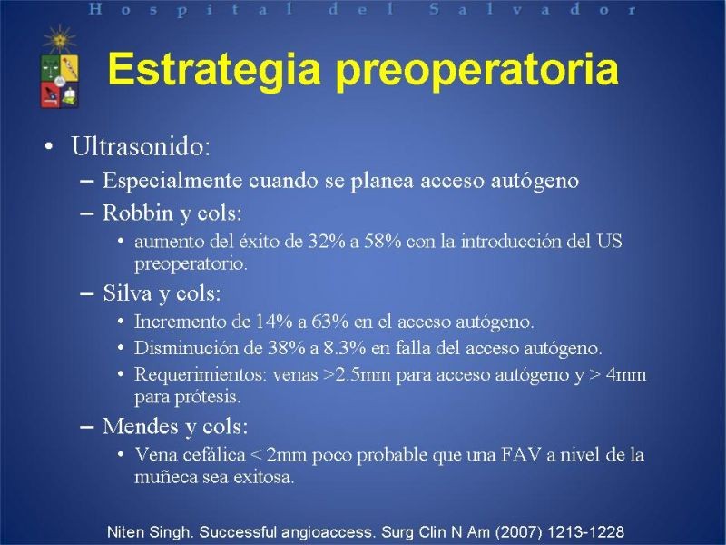 Diapositiva 10 de Reunión de Técnica Quirúrgica: Accesos Vasculares para Hemodiálisis