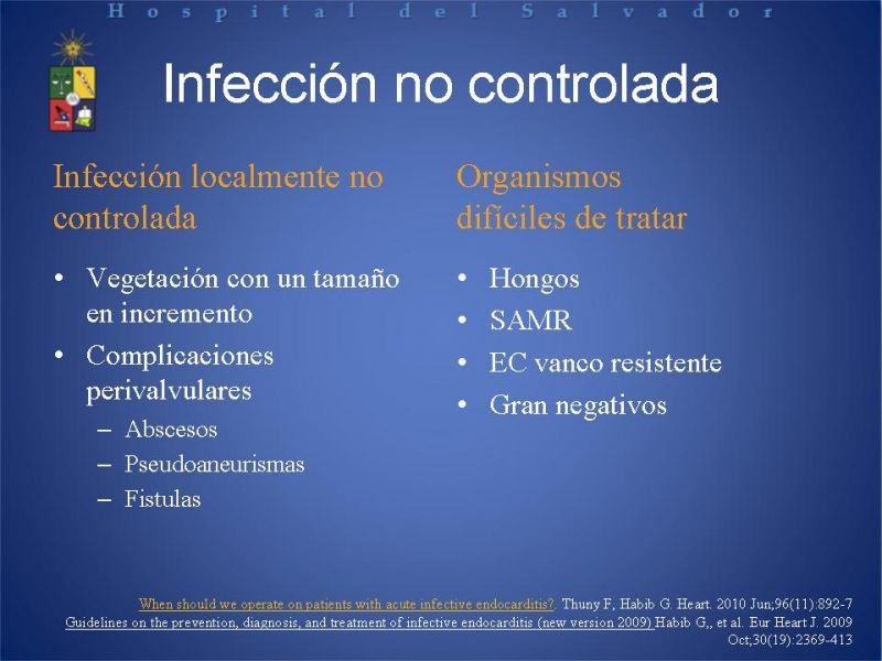 Diapositiva 15 de Cirugía en Endocarditis Infecciosa