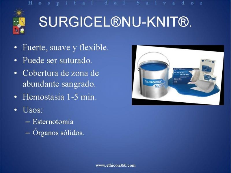 Diapositiva 11 de Hemostasia Hepática: "Surgicel®".