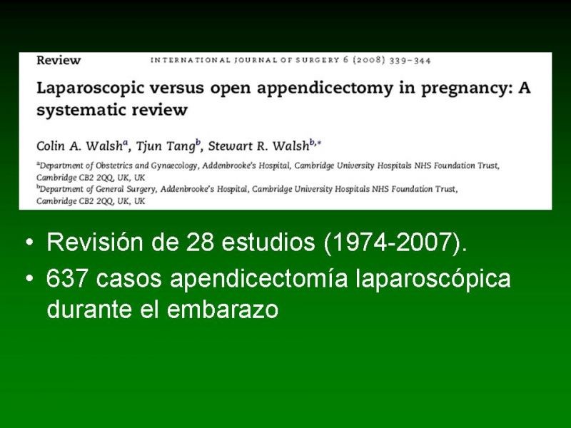 Diapositiva 16 de Apendicitis Aguda y Embarazo