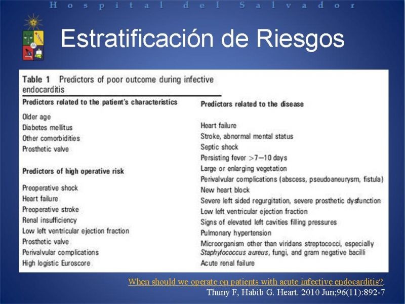 Diapositiva 8 de Cirugía en Endocarditis Infecciosa