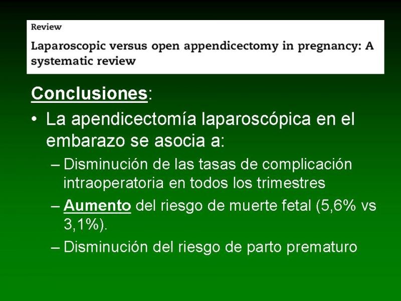 Diapositiva 19 de Apendicitis Aguda y Embarazo