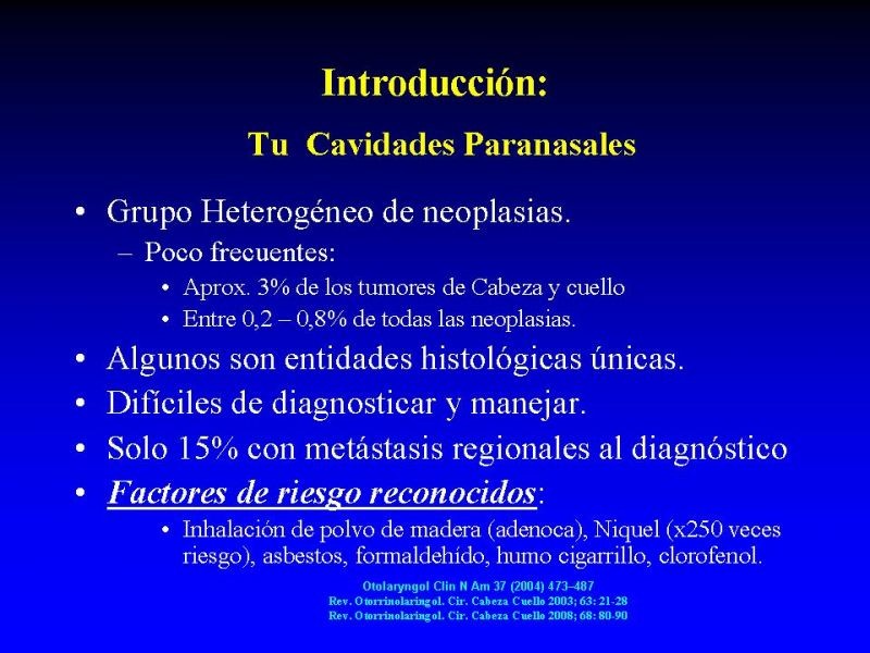 Diapositiva 1 de Tumores de Senos Paranasales