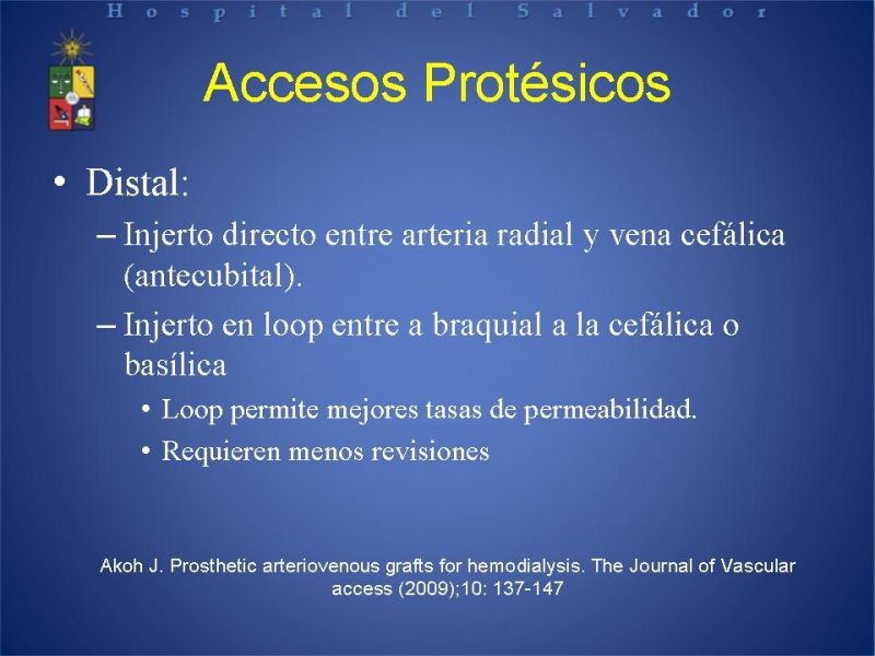 Diapositiva 25 de Reunión de Técnica Quirúrgica: Accesos Vasculares para Hemodiálisis