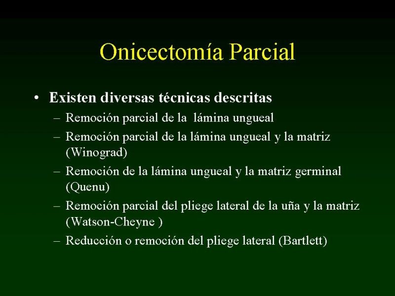 Diapositiva 10 de Técnica de la Onicectomía