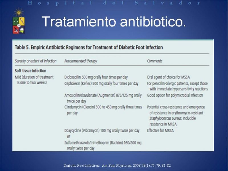 Diapositiva 18 de Uso de Antibióticos en el Pie Diabético.